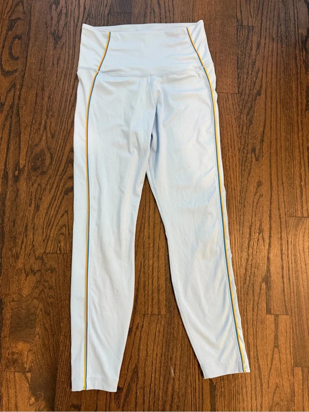 Nike Pale Blue Leggings with Yellow Side Piping